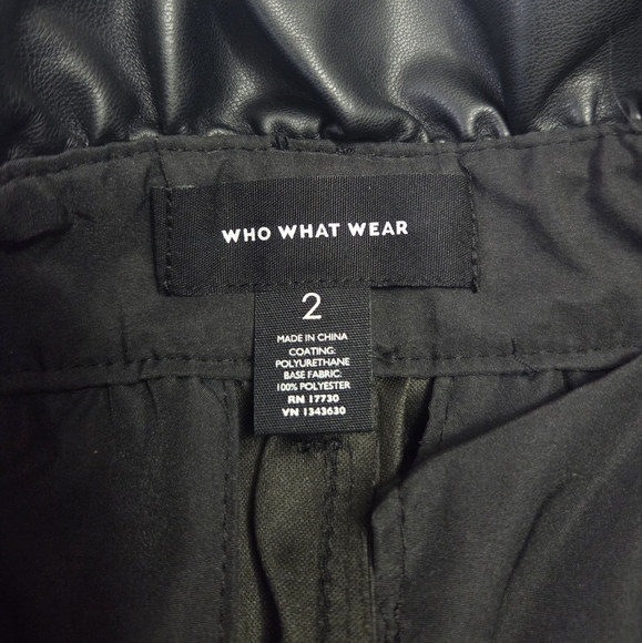 Who What Wear Black High-Waisted Faux Leather Trousers with Tie Waist EUC Size 2 - Picture 14 of 14